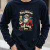 Santa Claus Pattern Men's Long Sleeve T-shirt Funny Christmas Tree Print Loose Tops Autumn Fashion X'mas Tees New Year Clothing
