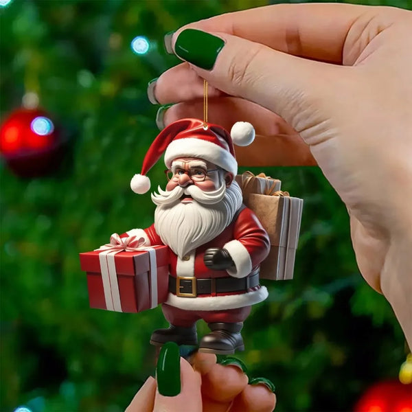 2d Acrylic Winter Decorative Hanging Cartoon Santa Claus Bicycle Gifts Christmas Pendants Christmas Tree Decoration