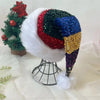 Splicing Christmas Santa Hat Xmas Long Plush Holiday Red Hat For Woman And Man