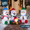 6 FT Long Christmas Inflatable Snowman with Campfire 3 Pack Small Snowman with Built-in LEDs Christmas Blow Up Yard Decoration