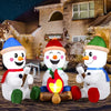 6 FT Long Christmas Inflatable Snowman with Campfire 3 Pack Small Snowman with Built-in LEDs Christmas Blow Up Yard Decoration