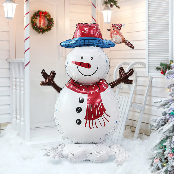 1pc standing Christmas snowman balloon for Christmas theme party decorations, winter snowman holiday balloon decorations