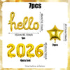 7pcs Hello 2026 New Year aluminum foil balloon set