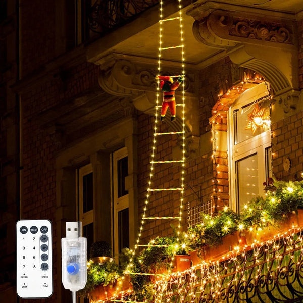 1.5/3M Christmas Decoration LED Santa Claus Climbing Ladder Light USB Plug 8 Flashing Modes