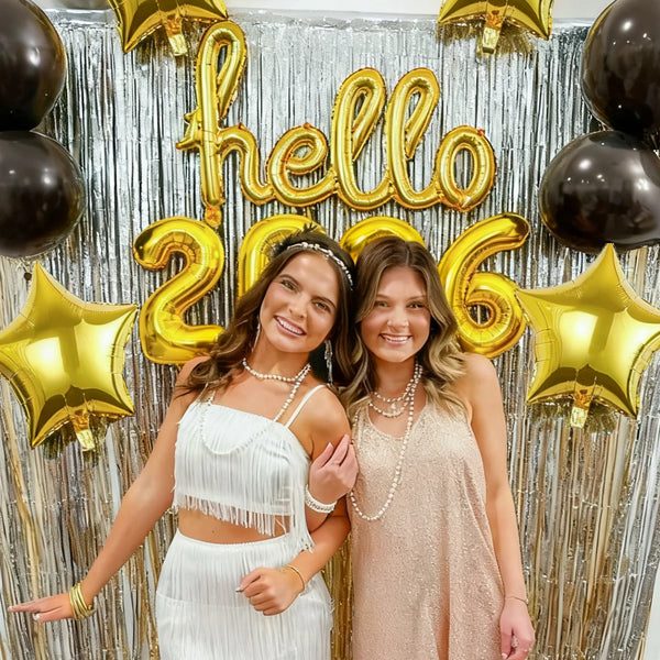 7pcs Hello 2026 New Year aluminum foil balloon set