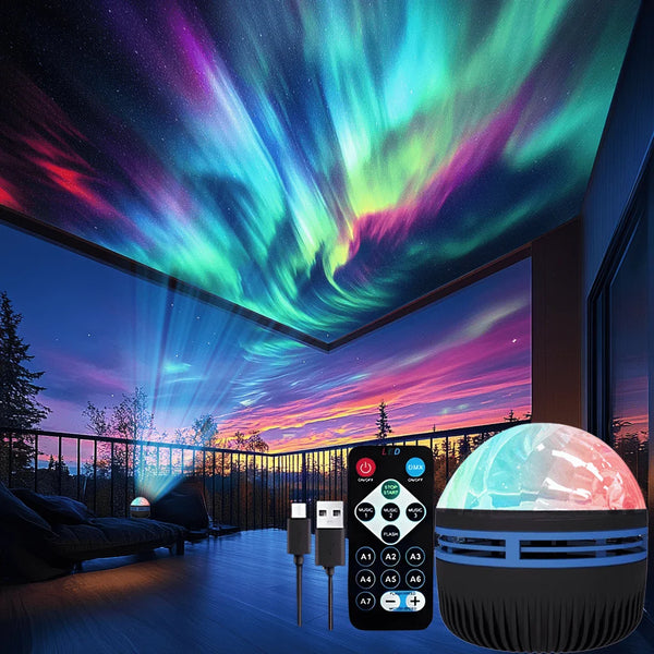 LED Night Light 7 Colors Starry Sky Projector Light Northern Aurora Ambient Light with Remote USB Auto Rotate for Bedroom Decor