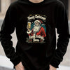 Santa Claus Pattern Men's Long Sleeve T-shirt Funny Christmas Tree Print Loose Tops Autumn Fashion X'mas Tees New Year Clothing