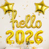 7pcs Hello 2026 New Year aluminum foil balloon set