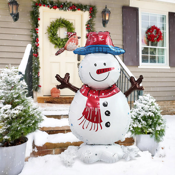 1pc standing Christmas snowman balloon for Christmas theme party decorations, winter snowman holiday balloon decorations