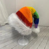 Splicing Christmas Santa Hat Xmas Long Plush Holiday Red Hat For Woman And Man