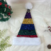 Splicing Christmas Santa Hat Xmas Long Plush Holiday Red Hat For Woman And Man
