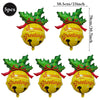 5Pcs Christmas Balloons Red Green Bow Bell Wreath Hanging Christmas Ball Foil Balloons Xmas Party Holiday Celebration Decoration