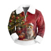 Cartoon Christmas Pattern Hoodie Men'S Long Sleeved Casual Collared Sweatshirt Christmas Party Costumes Navidad